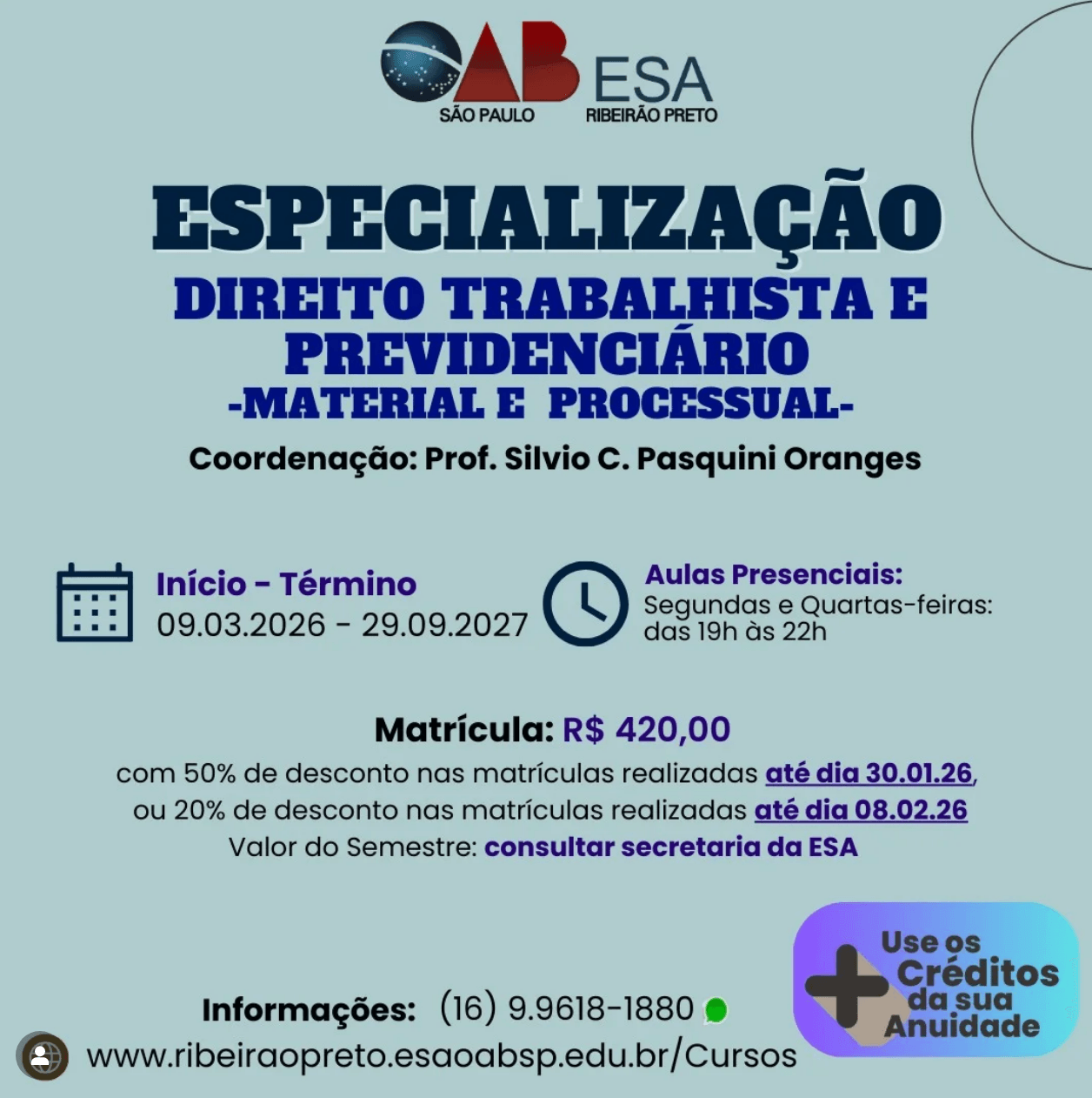📙 ESA RP: Especialização em Direito Trabalhista e Previdenciário – Material e Processual