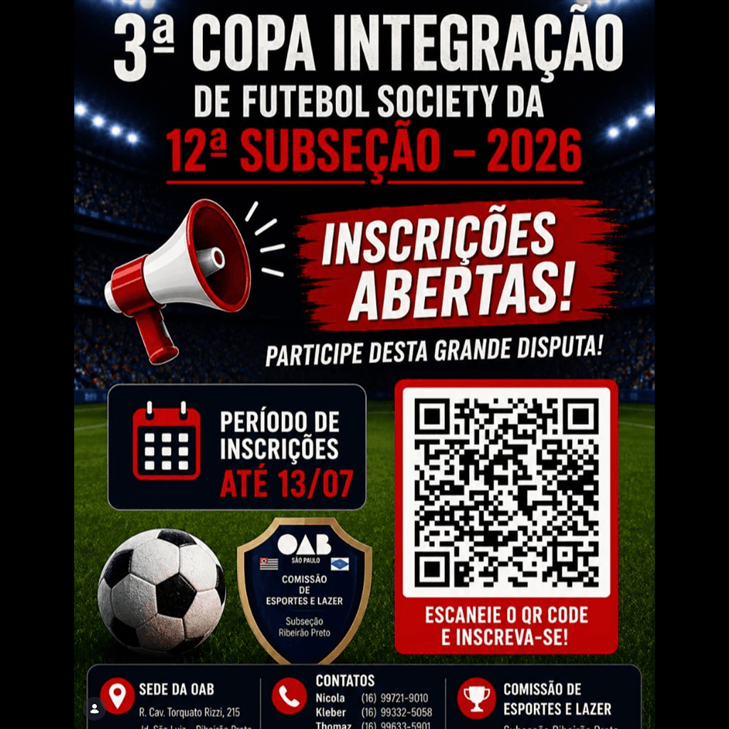 ⚽ Inscrições Abertas para a 3ª Copa Integração de Futebol Society