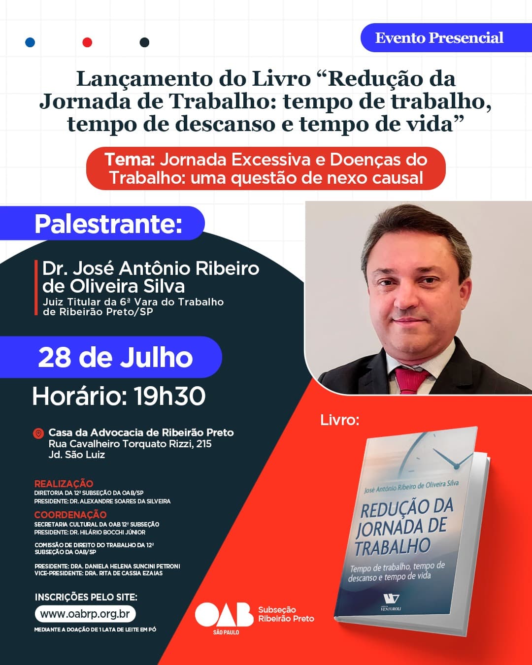 Palestra e Lançamento do Livro: Redução da Jornada de Trabalho