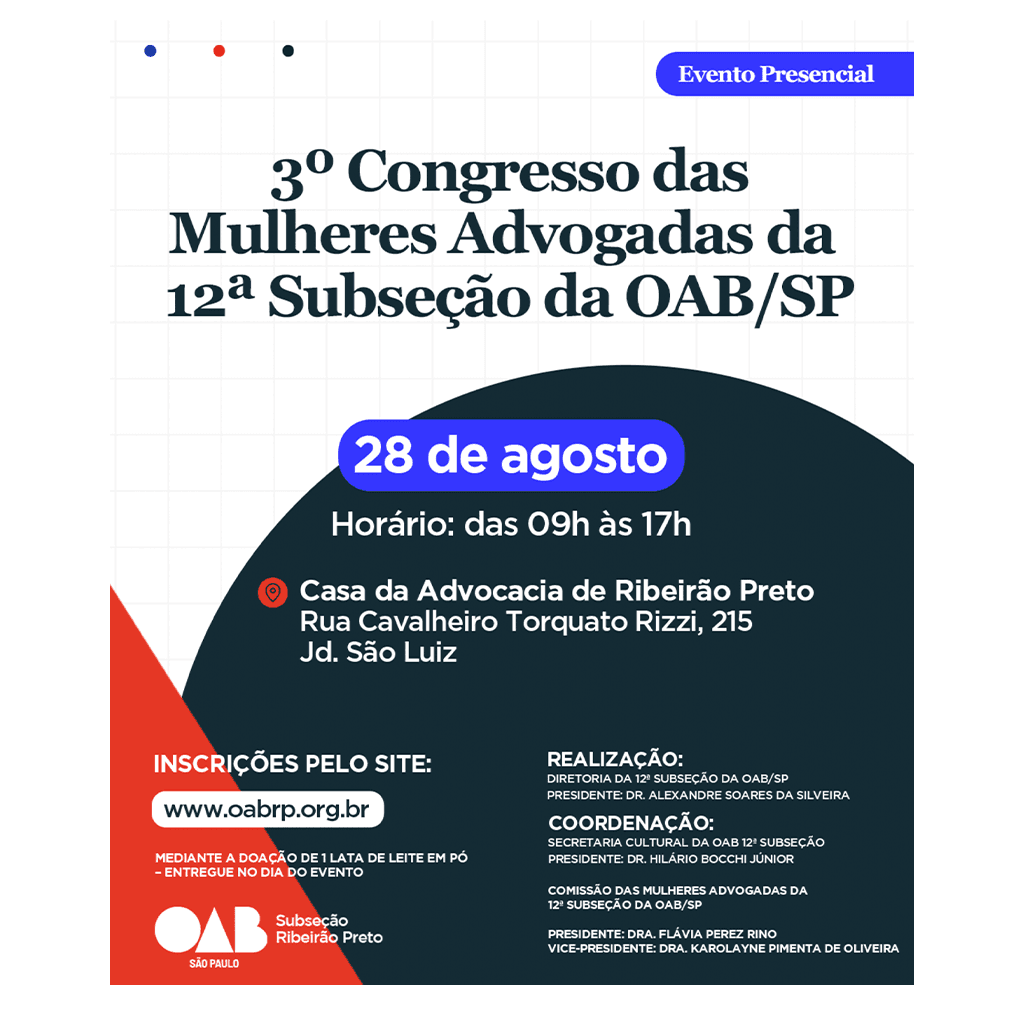 3° Congresso das Mulheres Advogadas da 12ª Subseção da OAB/SP