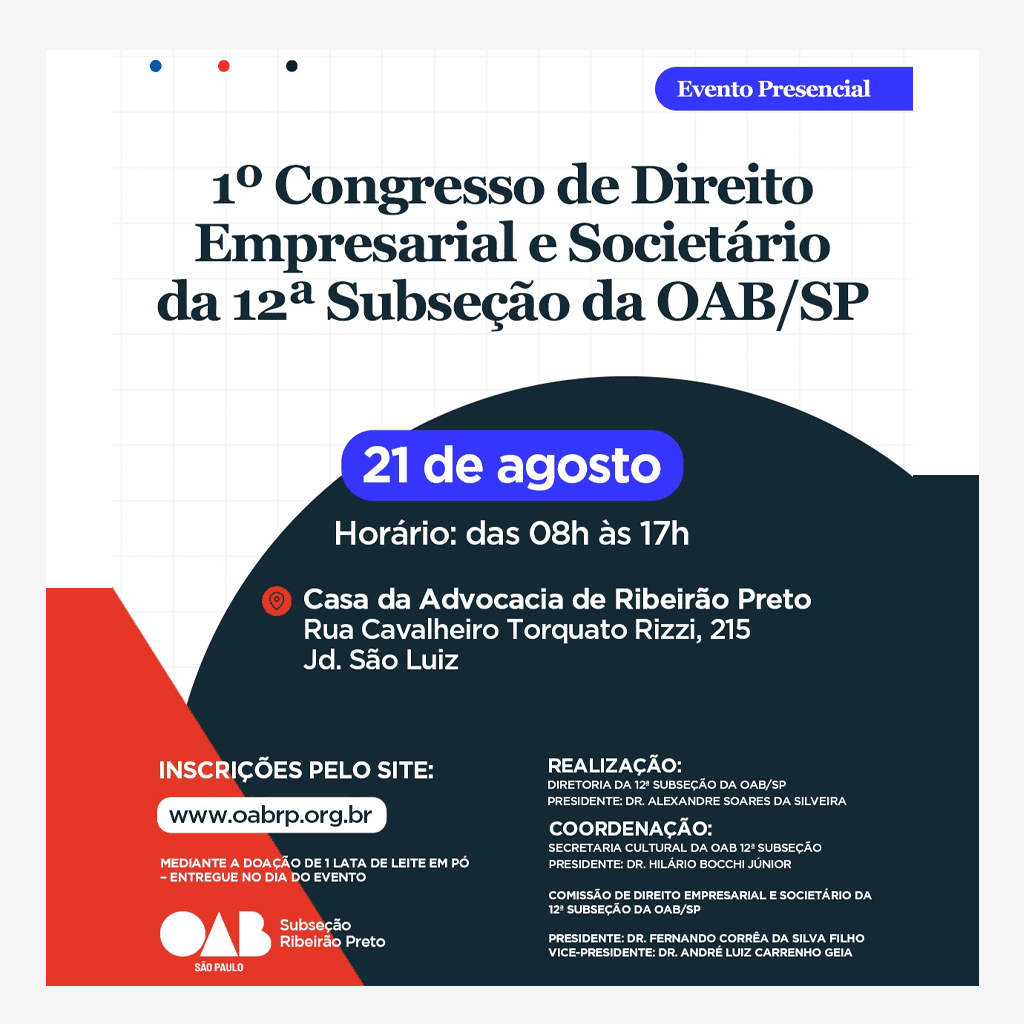 1º Congresso de Direito Empresarial e Societário da 12ª Subseção da OAB/SP
