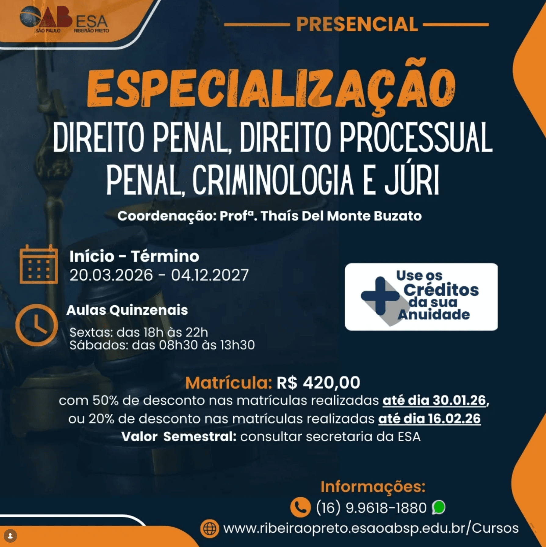 📙 ESA OAB RP: Especialização em Direito Penal, Direito Processual Penal, Criminologia e Tribunal do Júri