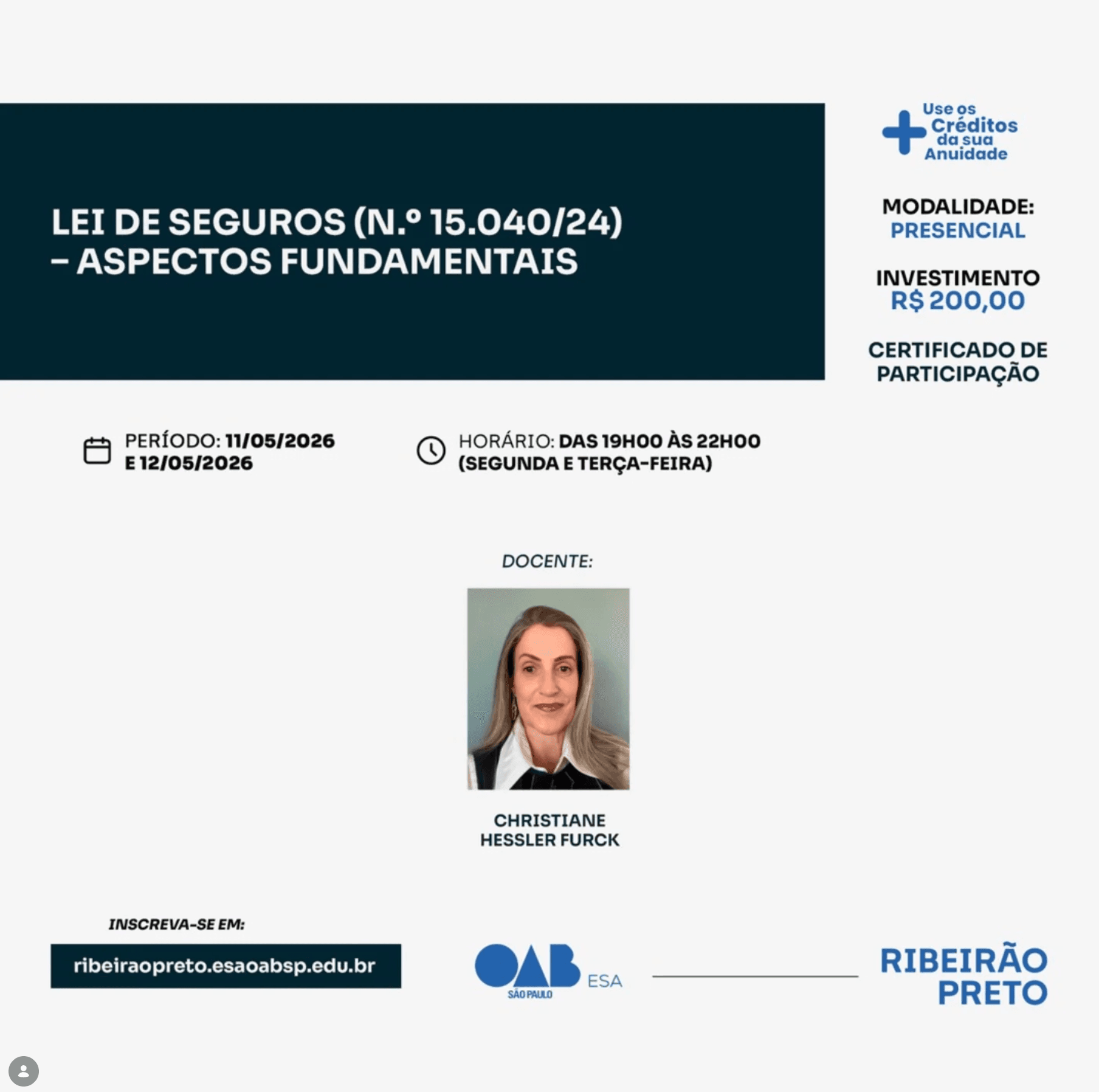 📙 ESA RP: Curso: Lei de Seguros (n.º 15.040/24) – Aspectos Fundamentais