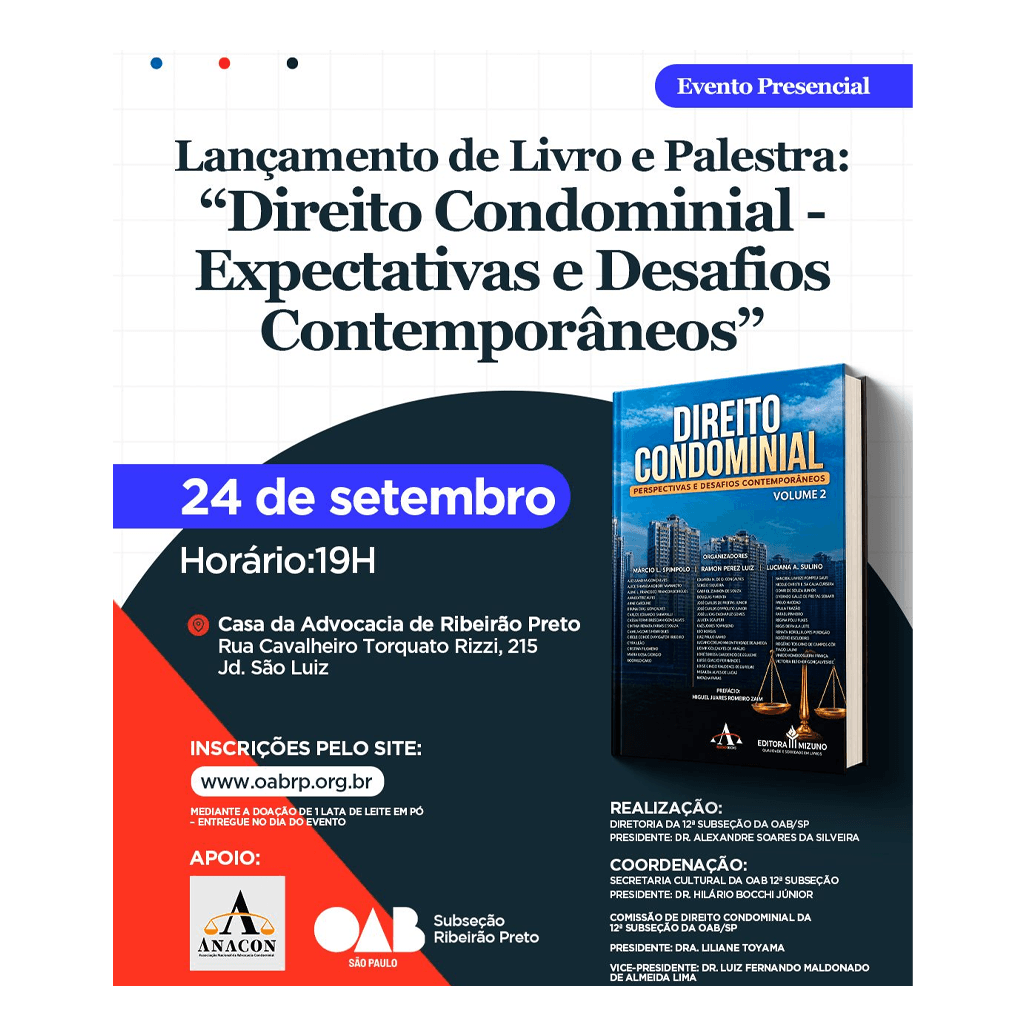 Lançamento de Livro e Palestra: Direito Condominial