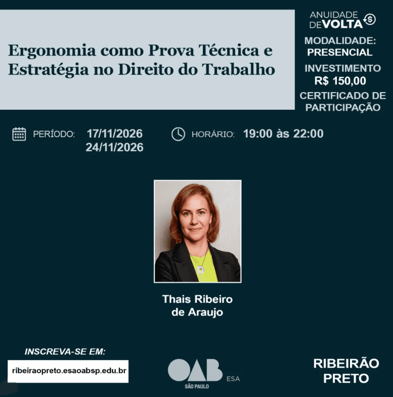 📙 ESA RP: Ergonomia como Prova Técnica e Estratégia no Direito do Trabalho